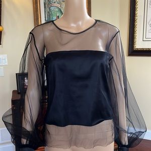 Zara Black Sheer Tulle Top Size S
